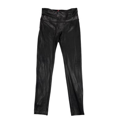 Spanx Leggings Womens L Dark Brown Shiny Crinkle Texture
